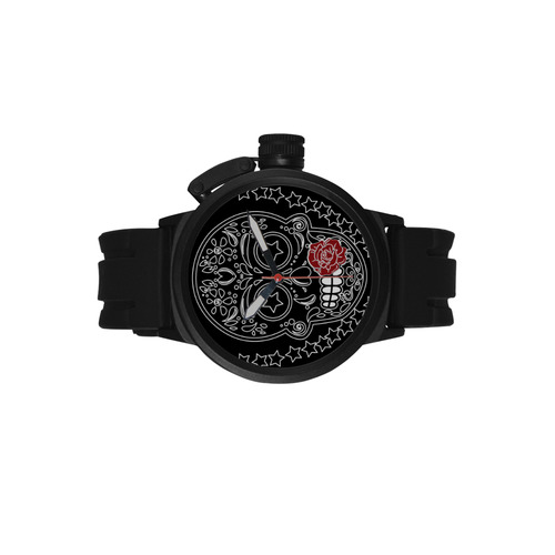 Sugar Skull Red Rose Men's Sports Watch(Model 309)