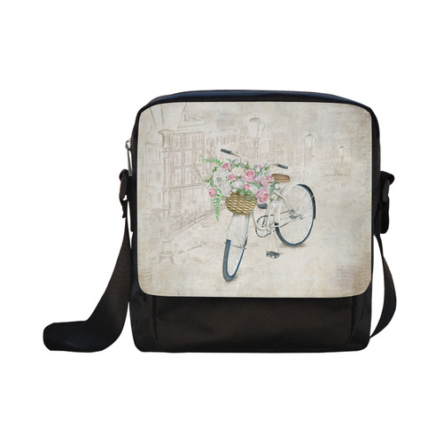 Vintage bicycle with roses basket Crossbody Nylon Bags (Model 1633)