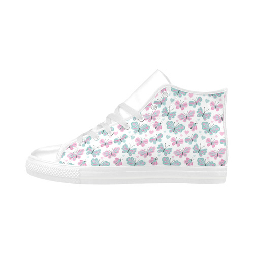 Cute Pastel Butterflies Aquila High Top Microfiber Leather Women's Shoes (Model 032)