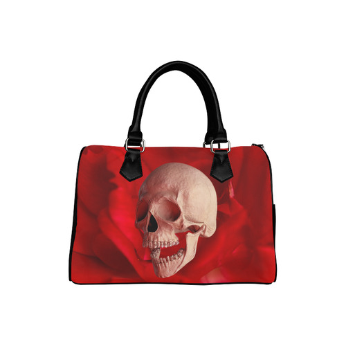 Funny Skull and Red Rose Boston Handbag (Model 1621)