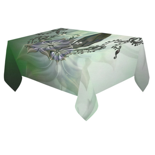 Raven with flowers Cotton Linen Tablecloth 60"x 84"