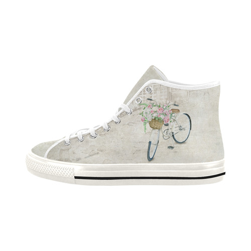Vintage bicycle with roses basket Vancouver H Women's Canvas Shoes (1013-1)
