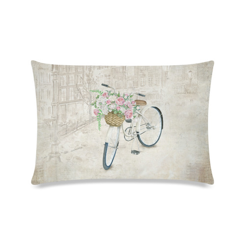 Vintage bicycle with roses basket Custom Zippered Pillow Case 16"x24"(Twin Sides)