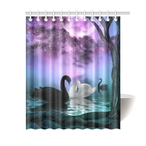 Wonderful black and white swan Shower Curtain 60"x72"