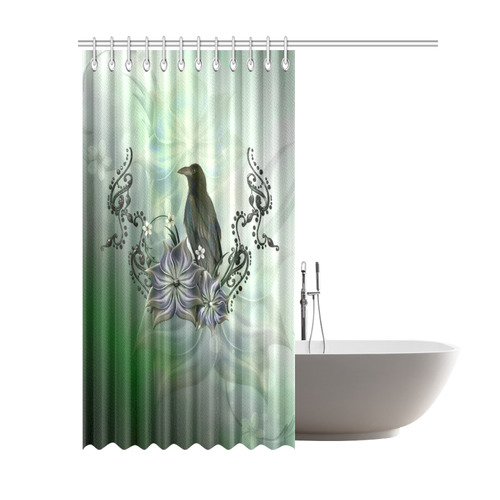 Raven with flowers Shower Curtain 69"x84"