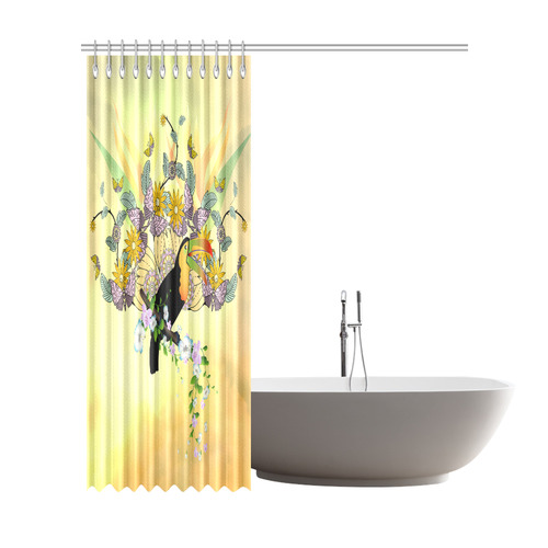 Toucan with flowers Shower Curtain 72"x84"