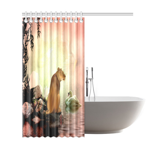 Awesome lioness in a fantasy world Shower Curtain 69"x72"