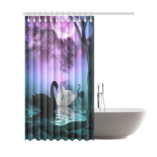 Wonderful black and white swan Shower Curtain 72"x84"