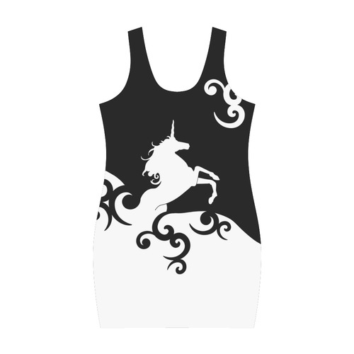 Black and White Shadowworld of Unicorns Medea Vest Dress (Model D06)