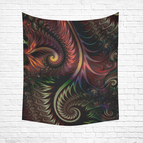 fractal pattern with dots and waves Cotton Linen Wall Tapestry 51"x 60"