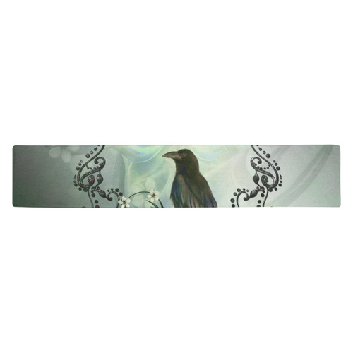 Raven with flowers Table Runner 14x72 inch