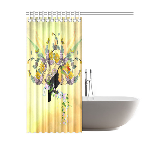 Toucan with flowers Shower Curtain 60"x72"