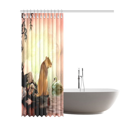 Awesome lioness in a fantasy world Shower Curtain 69"x84"