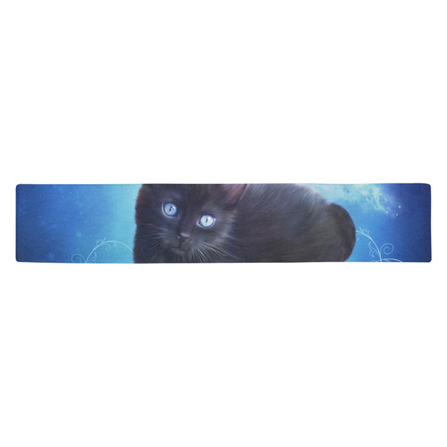 Cute little back kitten Table Runner 14x72 inch