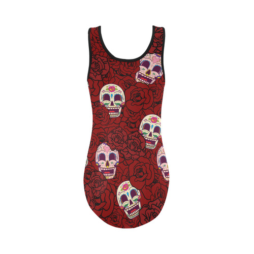 Rose Sugar Skull Vest One Piece Swimsuit (Model S04)