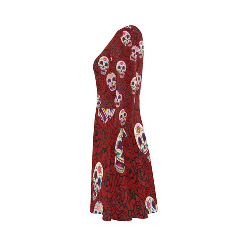 Rose Sugar Skull 3/4 Sleeve Sundress (D23)