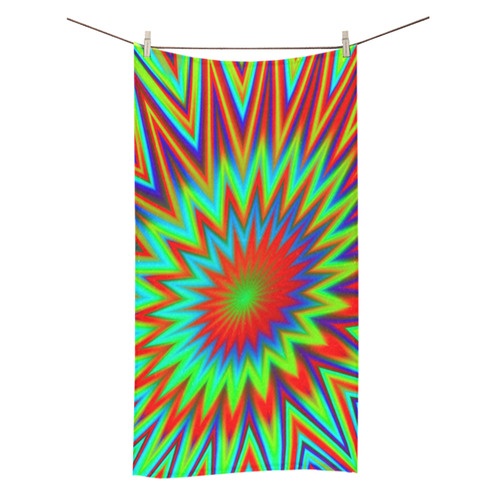 Red Yellow Blue Green Retro Psychedelic Colorful Explosion Bath Towel 30"x56"