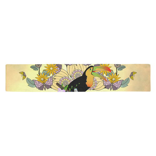 Toucan with flowers Table Runner 14x72 inch