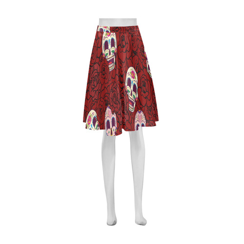 Rose Sugar Skull Athena Women's Short Skirt (Model D15)