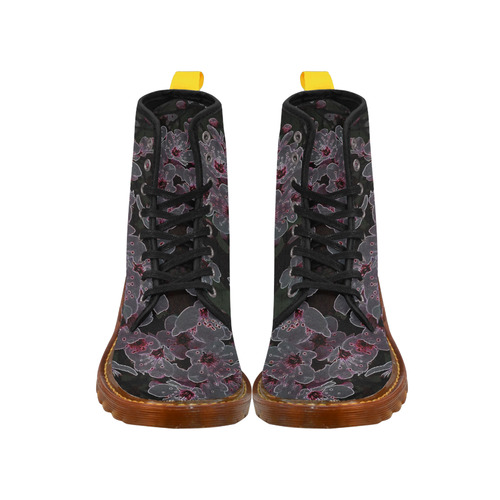 Glowing Flowers in the dark A by JamColors Martin Boots For Women Model 1203H