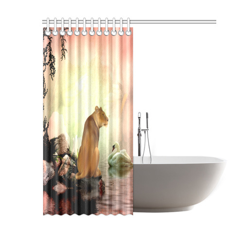 Awesome lioness in a fantasy world Shower Curtain 60"x72"