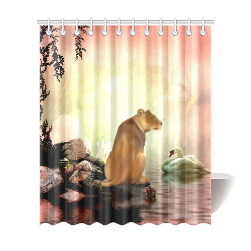 Awesome lioness in a fantasy world Shower Curtain 72"x84"