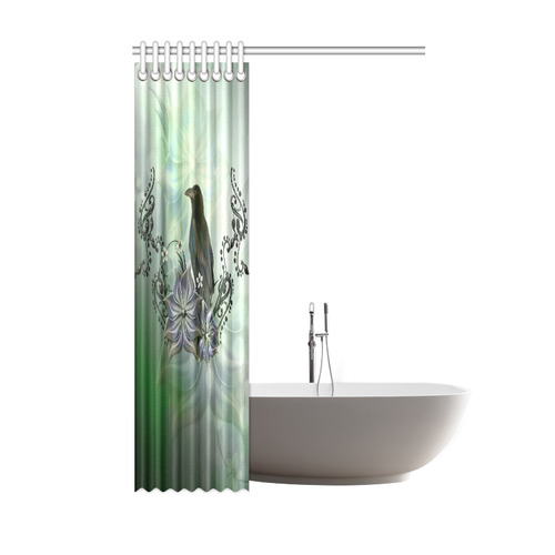 Raven with flowers Shower Curtain 48"x72"