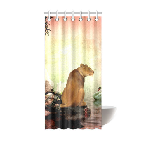 Awesome lioness in a fantasy world Shower Curtain 36"x72"