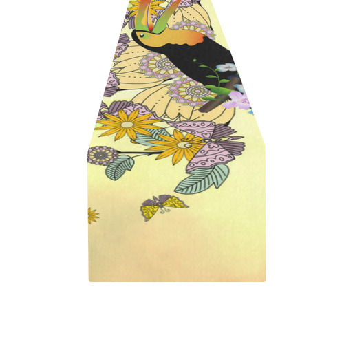Toucan with flowers Table Runner 16x72 inch