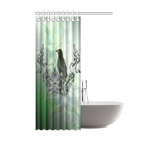 Raven with flowers Shower Curtain 48"x72"