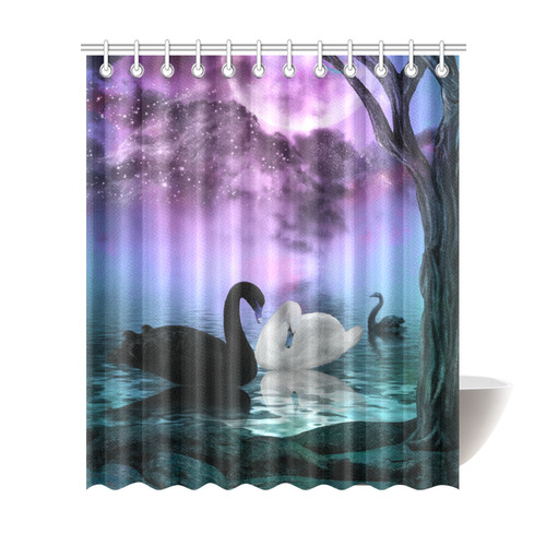 Wonderful black and white swan Shower Curtain 72"x84"