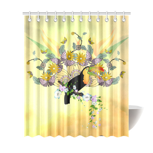 Toucan with flowers Shower Curtain 72"x84"
