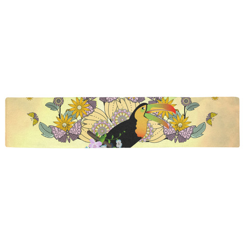 Toucan with flowers Table Runner 16x72 inch