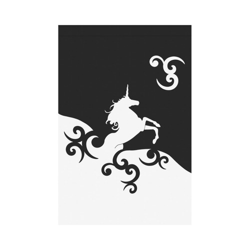 Black and White Shadowworld of Unicorns Garden Flag 12‘’x18‘’（Without Flagpole）