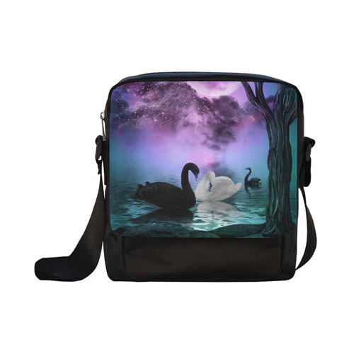 Wonderful black and white swan Crossbody Nylon Bags (Model 1633)