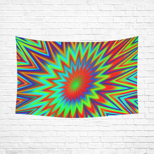 Red Yellow Blue Green Retro Psychedelic Color Explosion Cotton Linen Wall Tapestry 90"x 60"