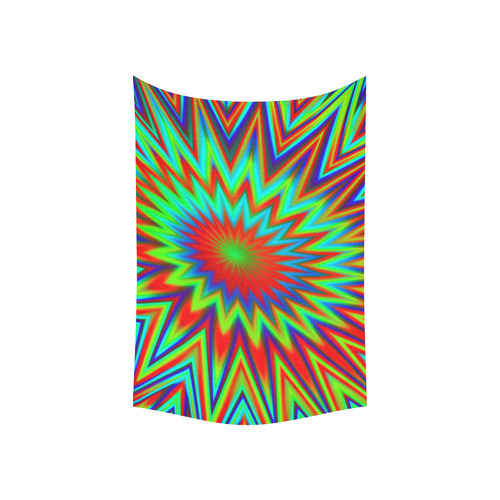 Red Yellow Blue Green Retro Explosion Of Color Cotton Linen Wall Tapestry 60"x 40"