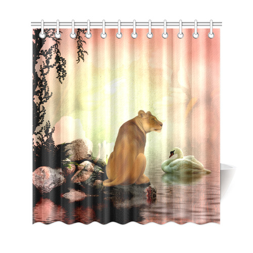 Awesome lioness in a fantasy world Shower Curtain 69"x72"