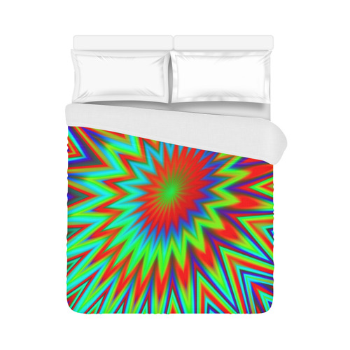 Red Yellow Blue Green Retro Psychedelic Color Explosion Duvet Cover 86"x70" ( All-over-print)