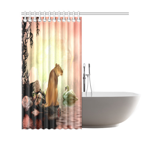 Awesome lioness in a fantasy world Shower Curtain 69"x70"