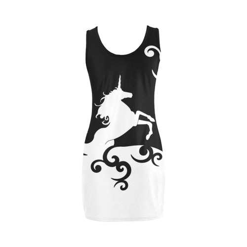 Black and White Shadowworld of Unicorns Medea Vest Dress (Model D06)