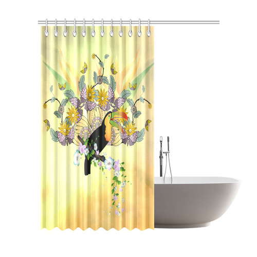Toucan with flowers Shower Curtain 72"x84"