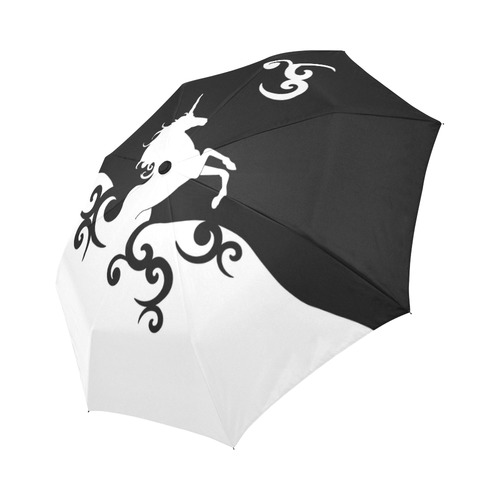 Black and White Shadowworld of Unicorns Auto-Foldable Umbrella (Model U04)