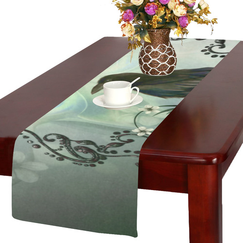 Raven with flowers Table Runner 14x72 inch