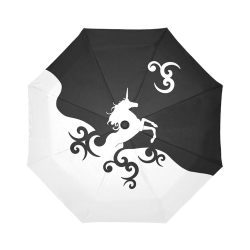 Black and White Shadowworld of Unicorns Auto-Foldable Umbrella (Model U04)