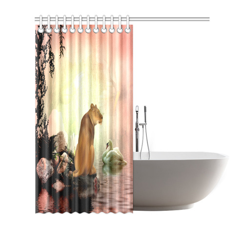 Awesome lioness in a fantasy world Shower Curtain 72"x72"