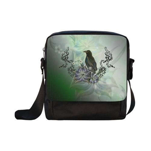 Raven with flowers Crossbody Nylon Bags (Model 1633)