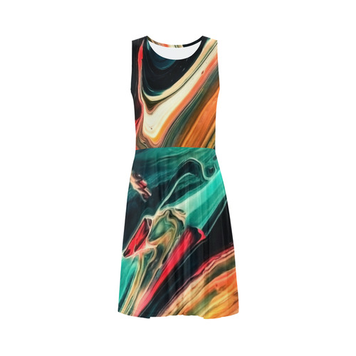 DRESS ABSTRACT COLORFUL PAINTING II-B3 no3 Sleeveless Ice Skater Dress (D19)