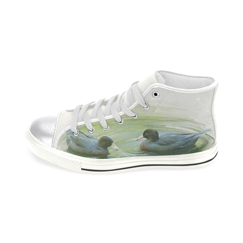 Blue Ducks in Pond, watercolor birds Women's Classic High Top Canvas Shoes (Model 017)