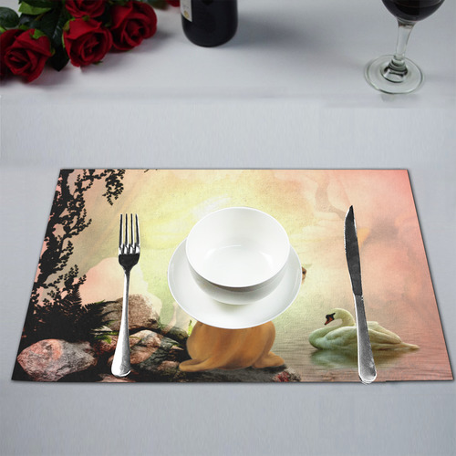 Awesome lioness in a fantasy world Placemat 12’’ x 18’’ (Set of 4)